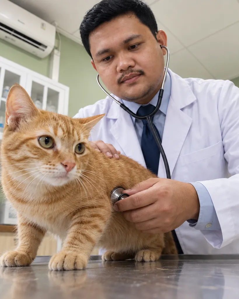 drh. Cristopel Tandirerung memeriksa kucing di klinik Loca Pet Care Jakarta Pusat